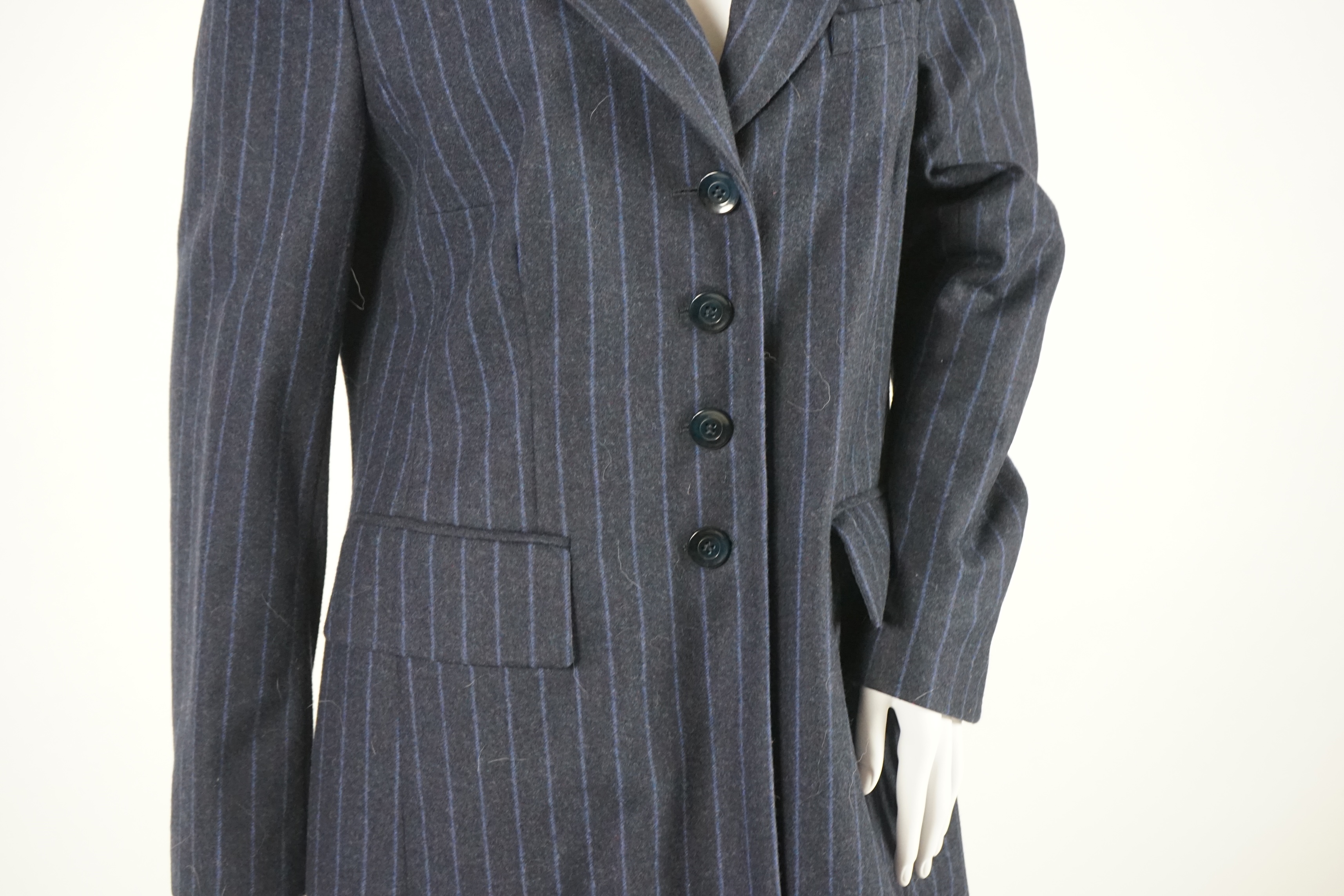 An Elegance lady's trench coat, a velvet jacket and a wool blazer. Approx sizes 14 - 16 Proceeds to Happy Paws Puppy Rescue